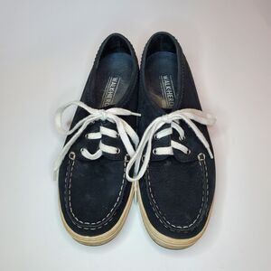 LL Bean Campside Blucher Mocs Women’s Size 8.5M Black Leather White Laces Shoes